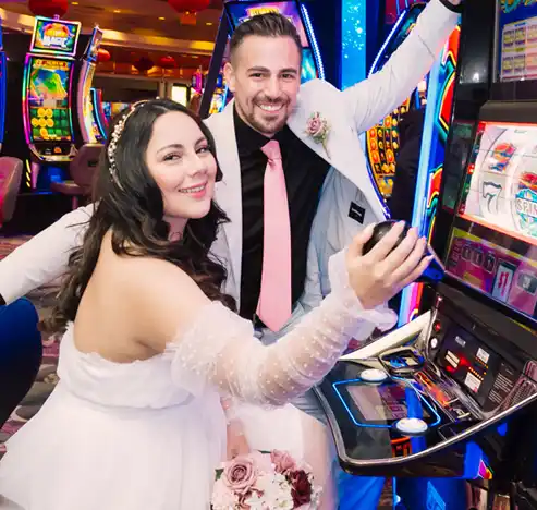 The Ultimate Elopement at Las Vegas Strip, 2 amazing locations Bellagio Fountain, and Flamingo Hotel Slots