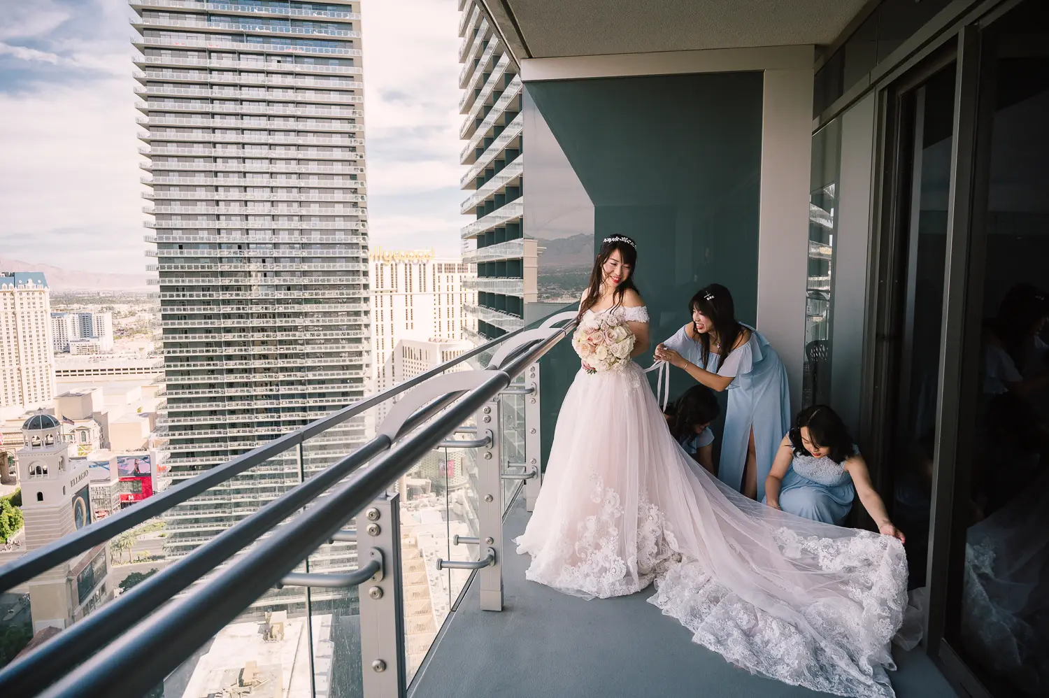 bride getting ready at Cosmopolitan hotel